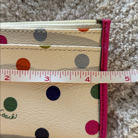 Coach Multicolor Polka Dot Card Holder with Pink Trim - Picture 6 of 7